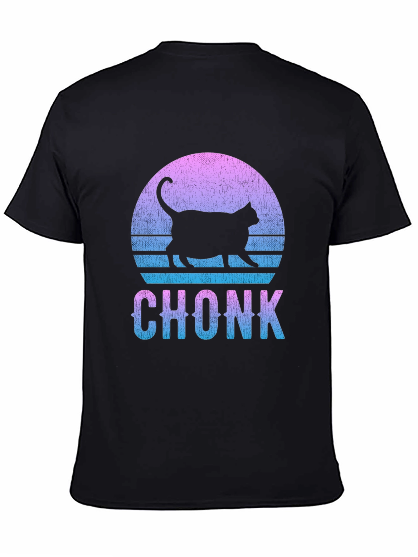 Chonk Cat Graphic Tee - Retro Sunset Style