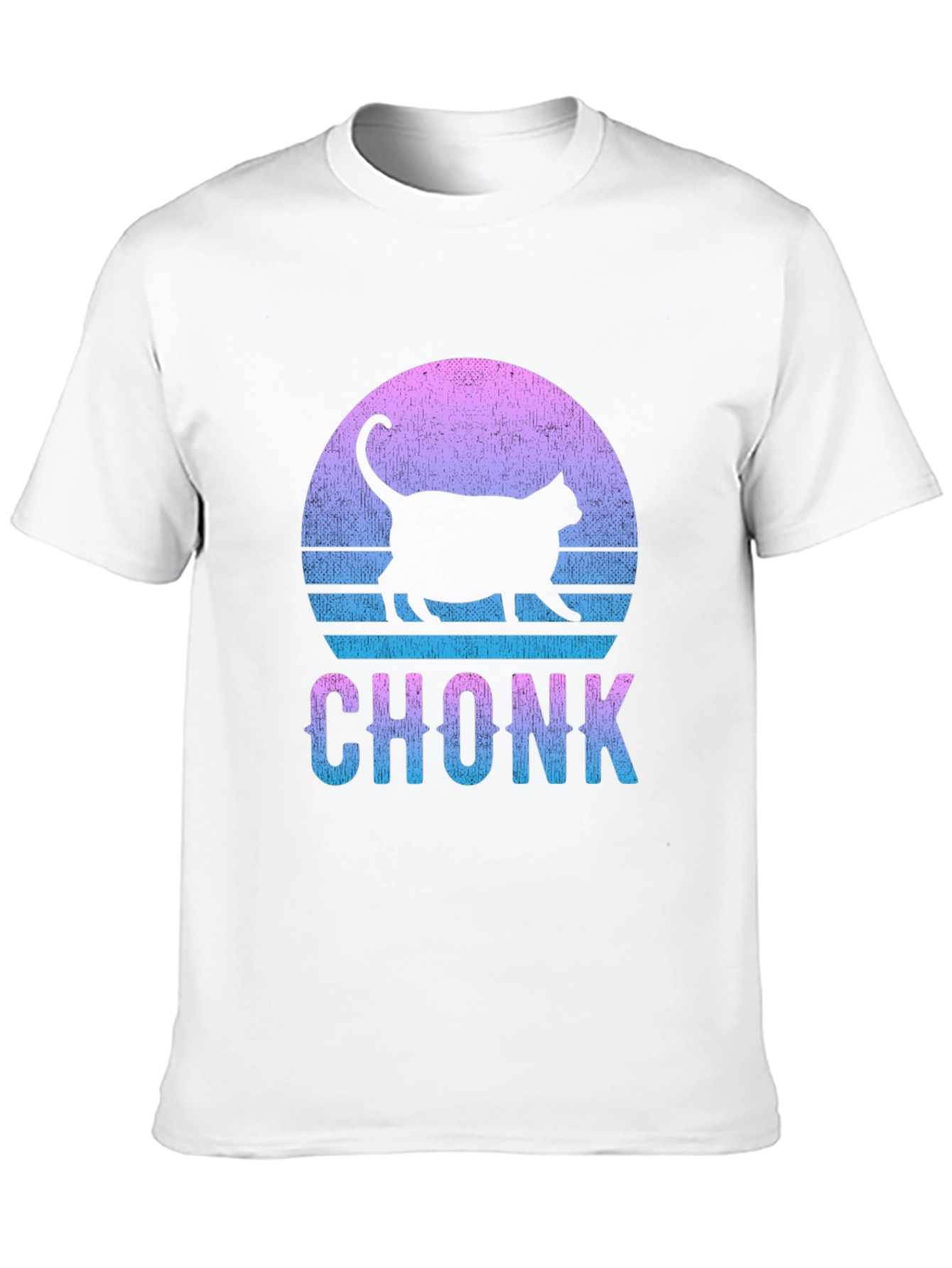 Chonk Cat Graphic Tee - Retro Sunset Style