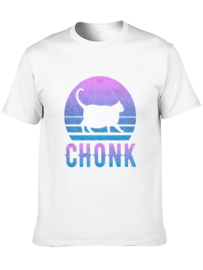Chonk Cat Graphic Tee - Retro Sunset Style