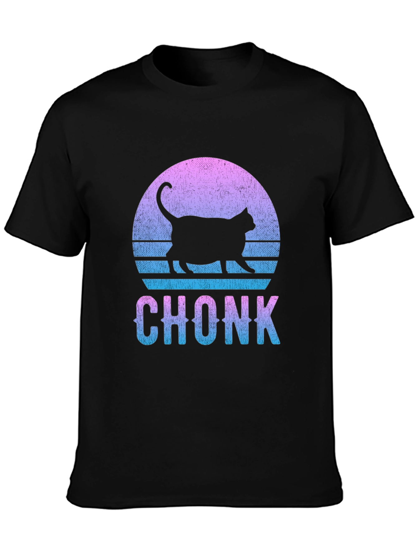 Chonk Cat Graphic Tee - Retro Sunset Style