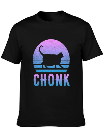 Chonk Cat Graphic Tee - Retro Sunset Style