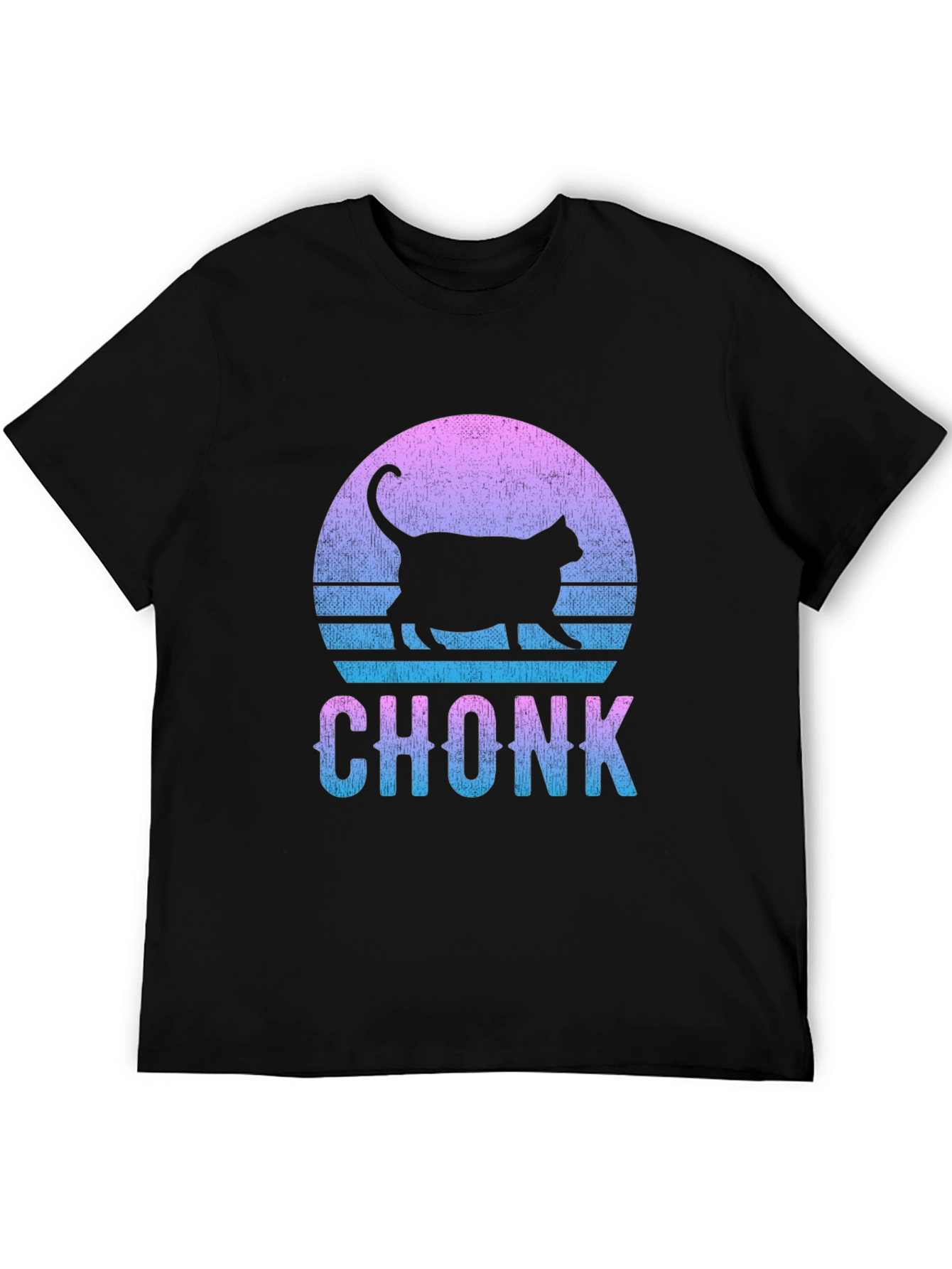 Chonk Cat Graphic Tee - Retro Sunset Style