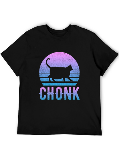 Chonk Cat Graphic Tee - Retro Sunset Style