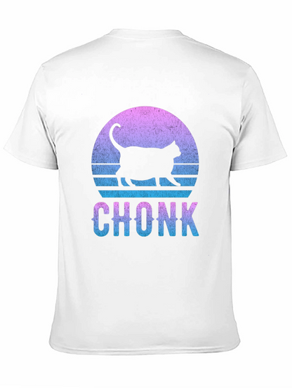 Chonk Cat Graphic Tee - Retro Sunset Style