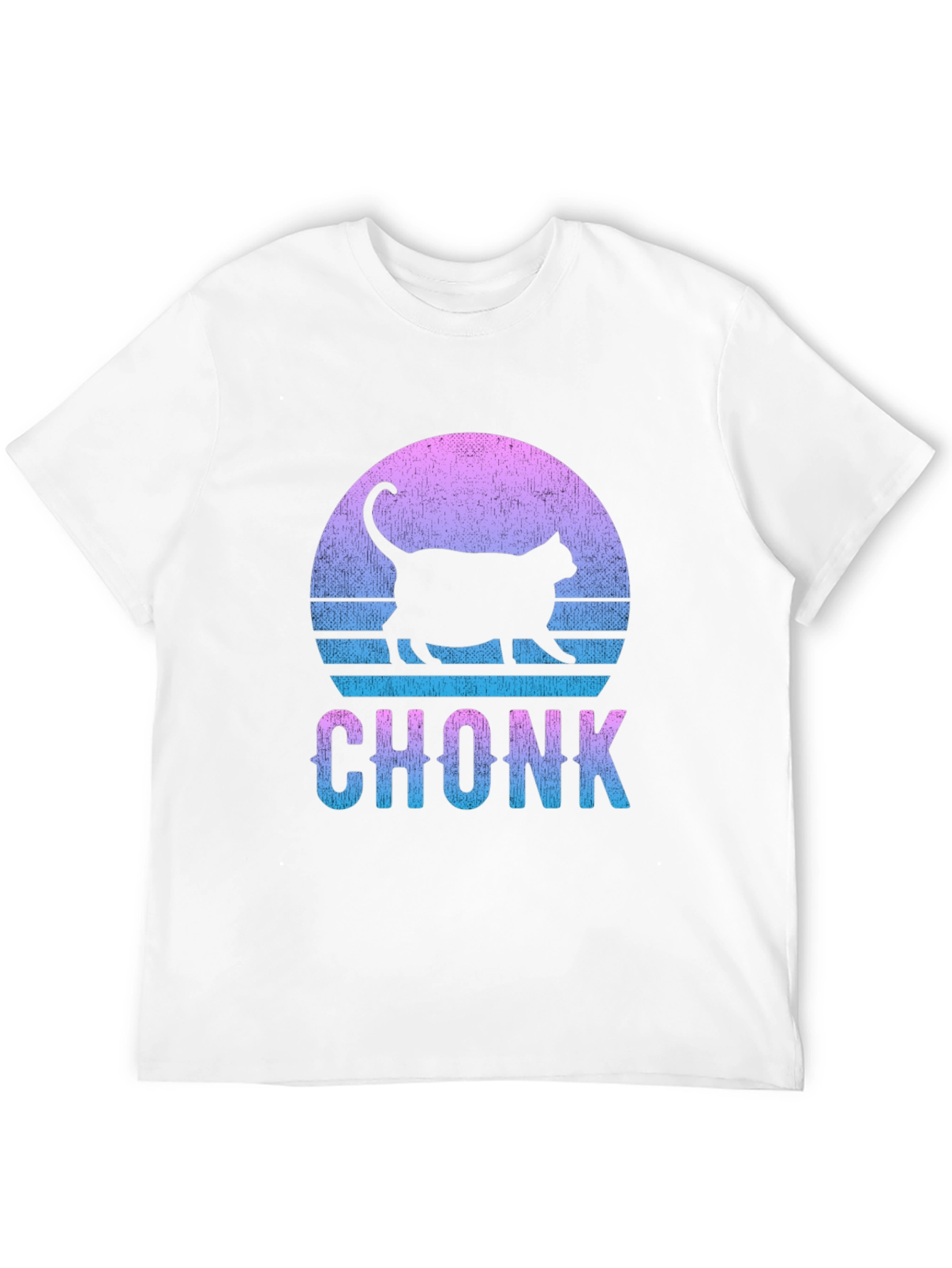 Chonk Cat Graphic Tee - Retro Sunset Style
