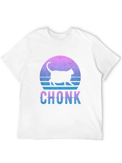 Chonk Cat Graphic Tee - Retro Sunset Style
