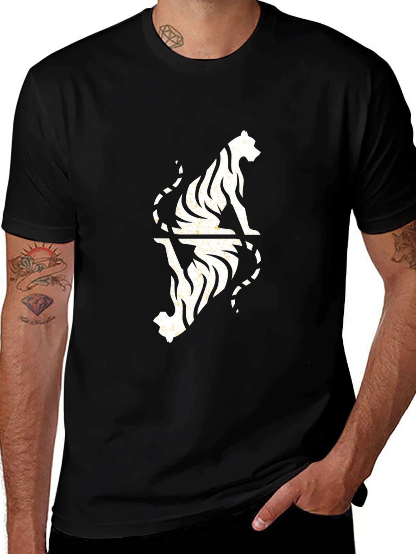 Tiger Reflection Graphic Tee - Cool Black T-Shirt