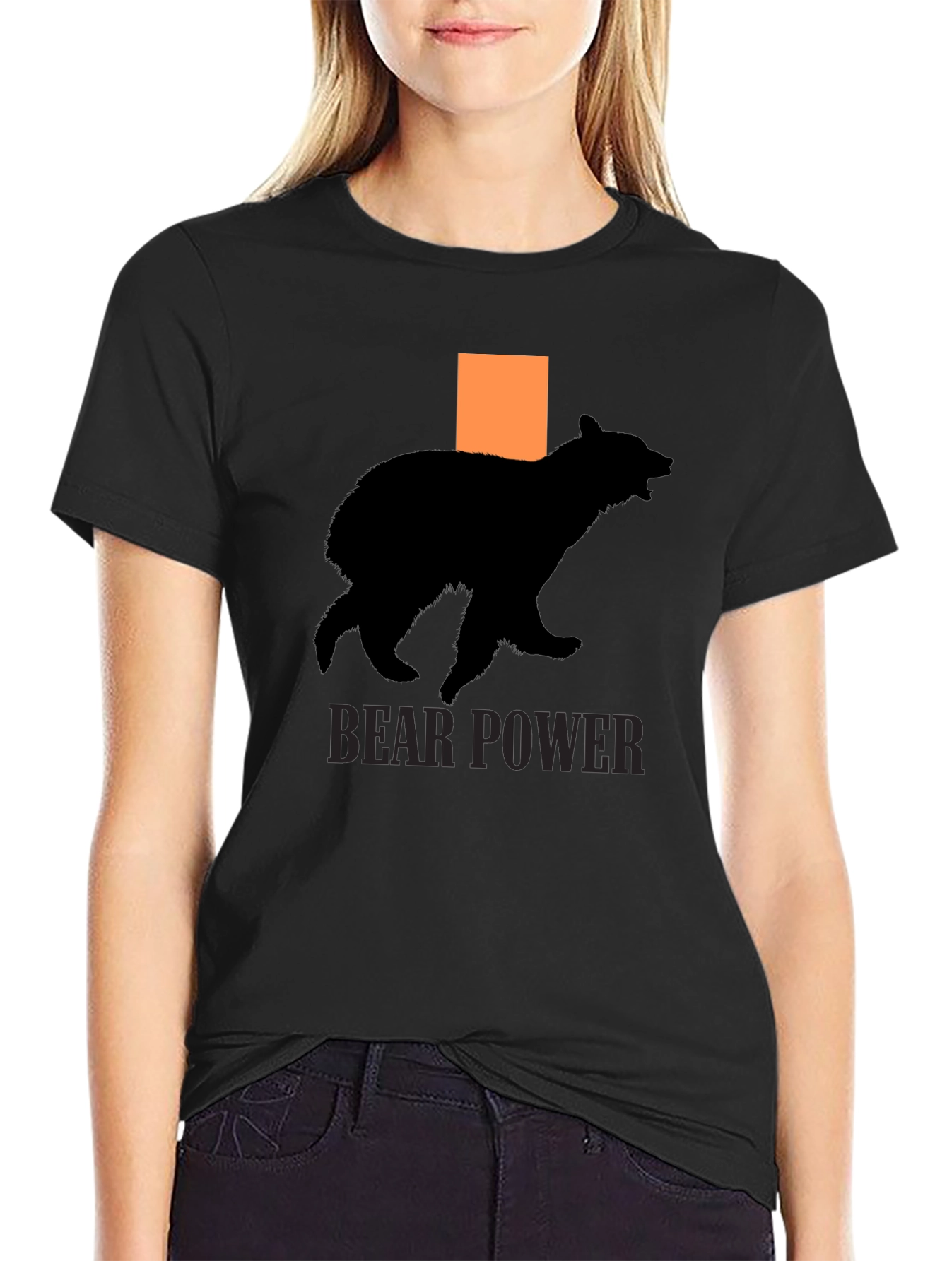 Bear Power T-Shirt - Black Cotton Graphic Tee