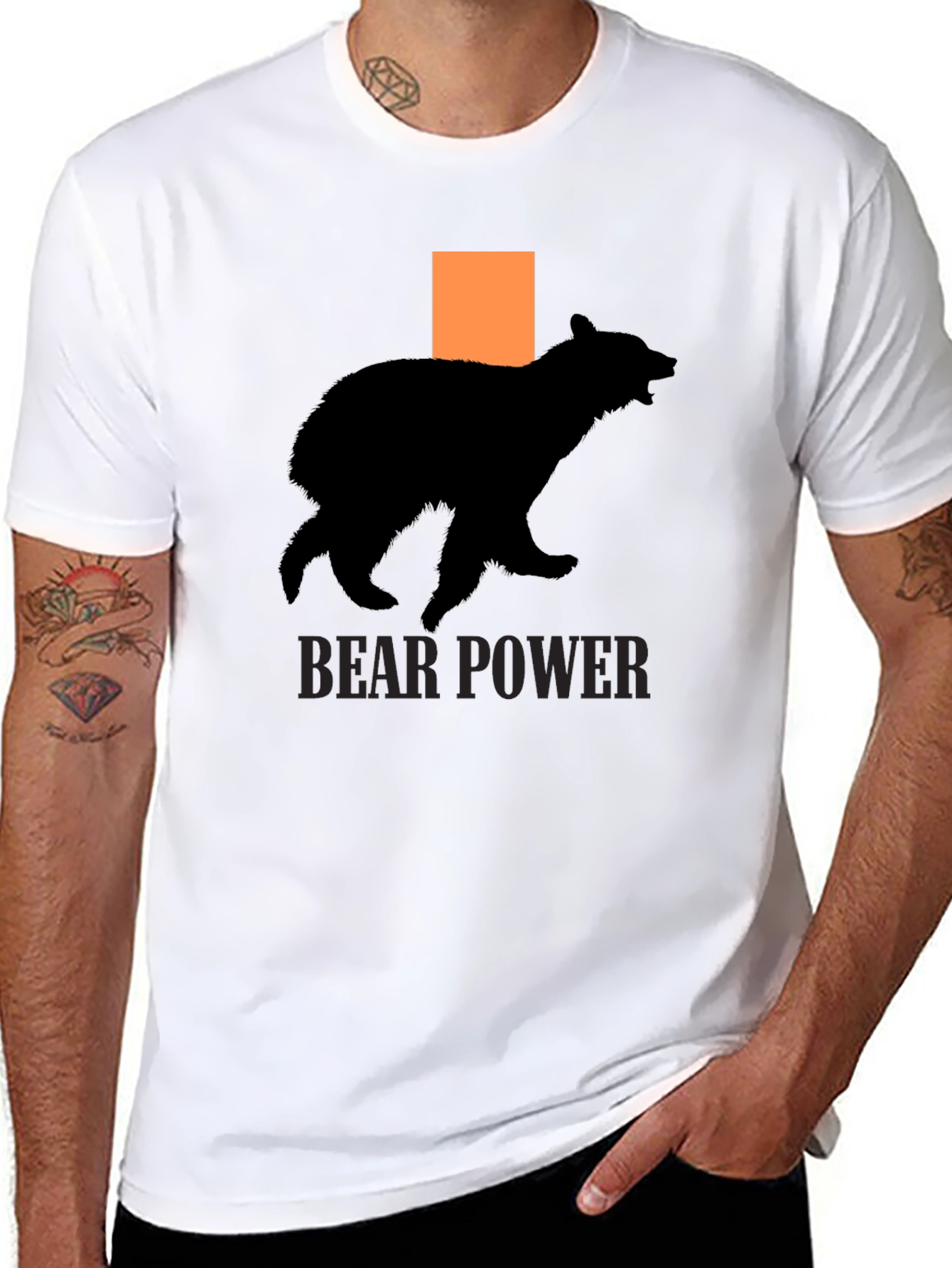 Bear Power T-Shirt - Black Cotton Graphic Tee