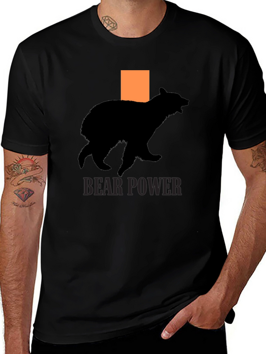 Bear Power T-Shirt - Black Cotton Graphic Tee