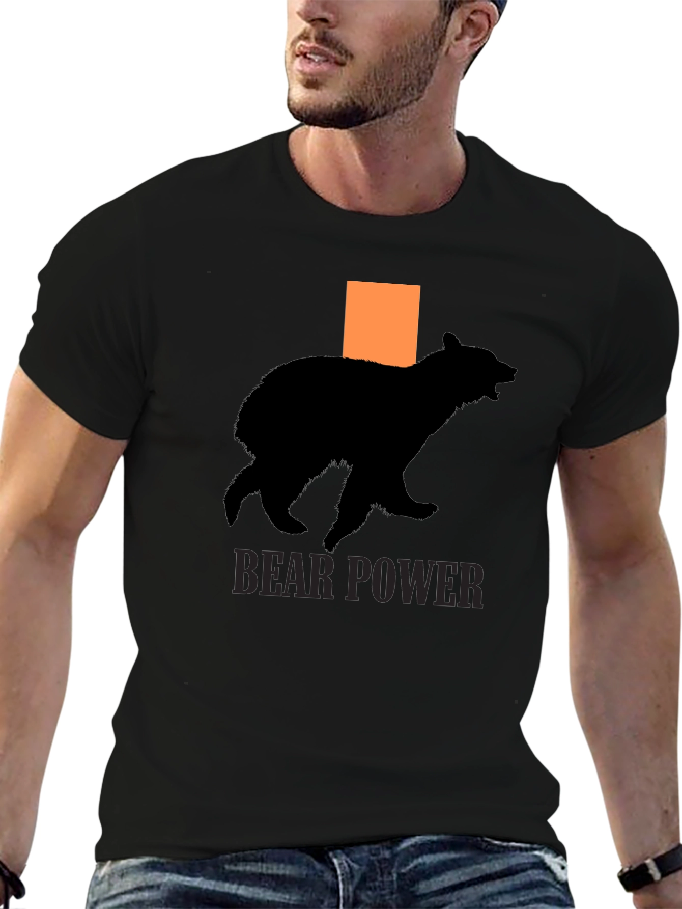 Bear Power T-Shirt - Black Cotton Graphic Tee