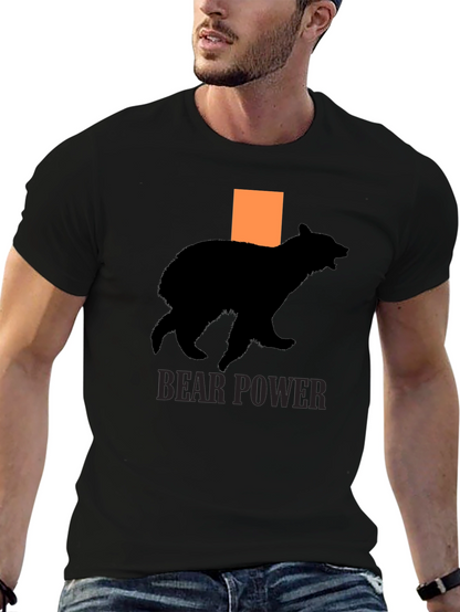 Bear Power T-Shirt - Black Cotton Graphic Tee
