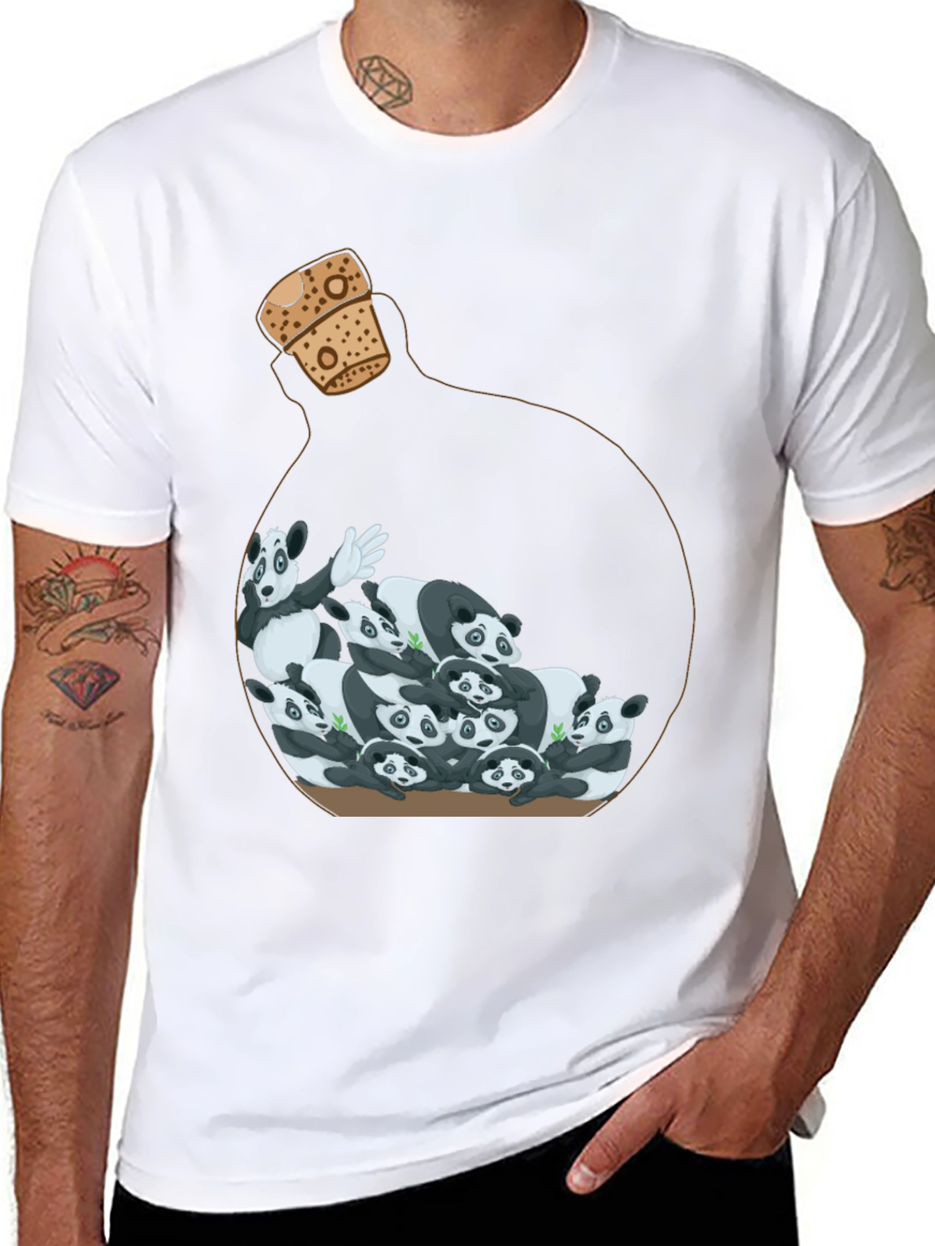 Panda Bottle Black Graphic Tee