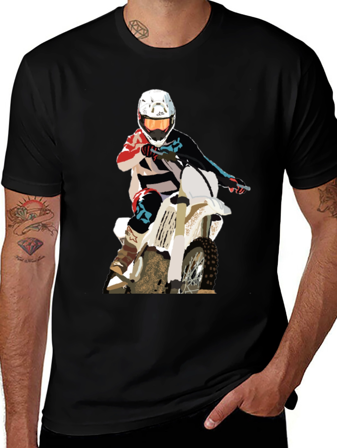 Motocross Rider Graphic T-Shirt - Black