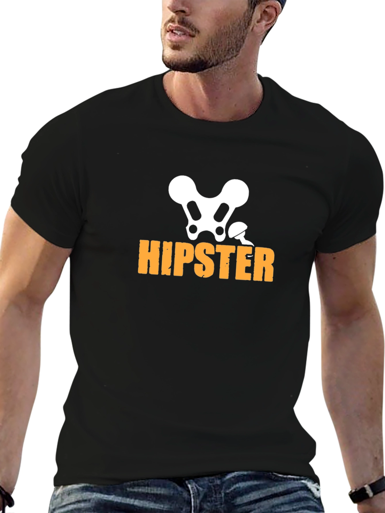 Hipster Skeleton Graphic T-Shirt - Funny & Stylish