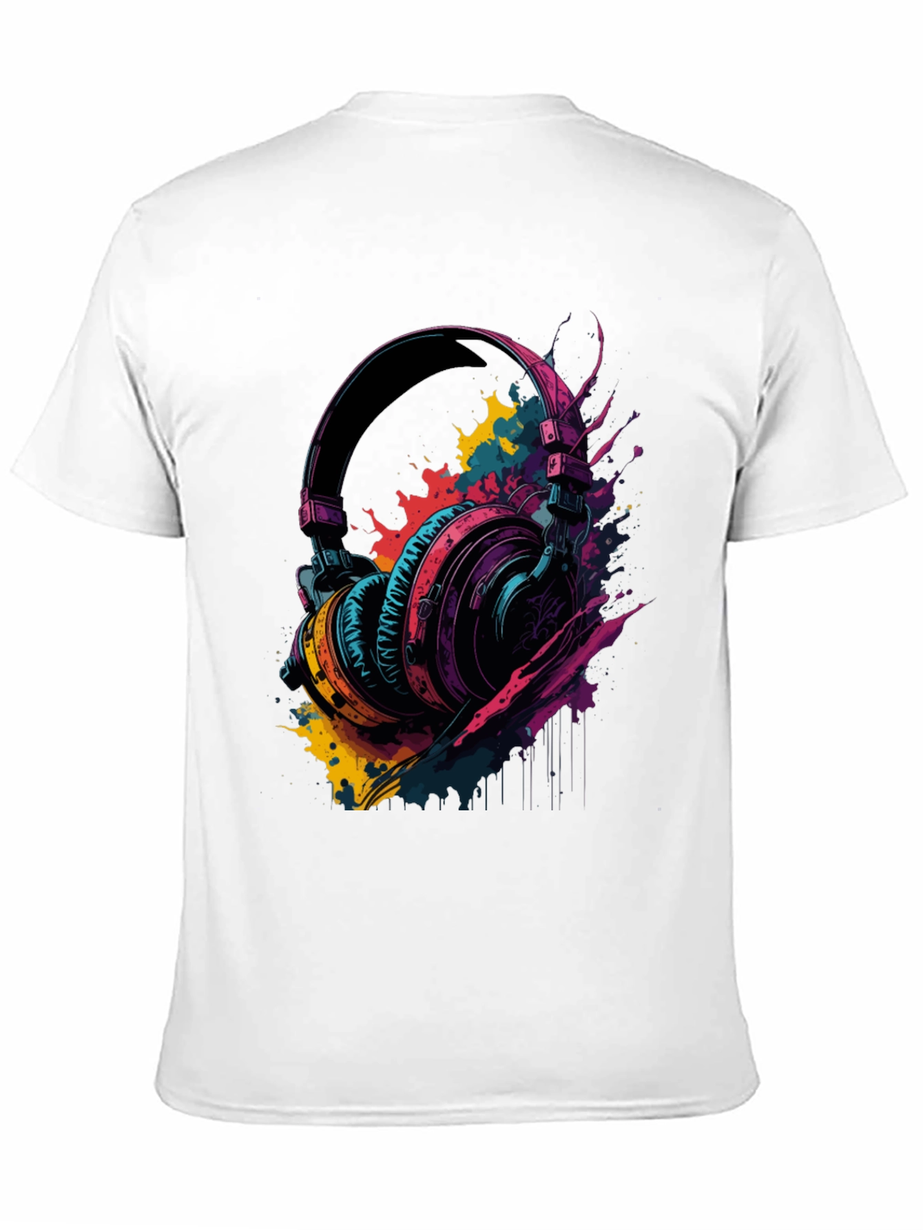 Vibrant Headphones Graphic Tee - Music Lovers T-Shirt