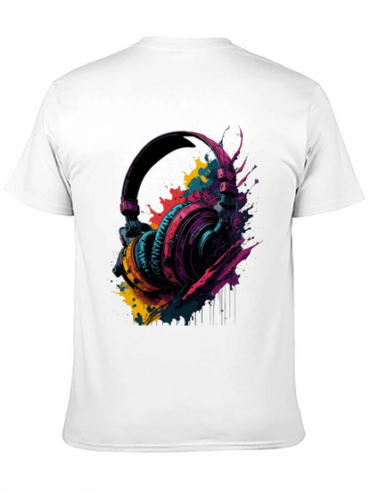 Vibrant Headphones Graphic Tee - Music Lovers T-Shirt
