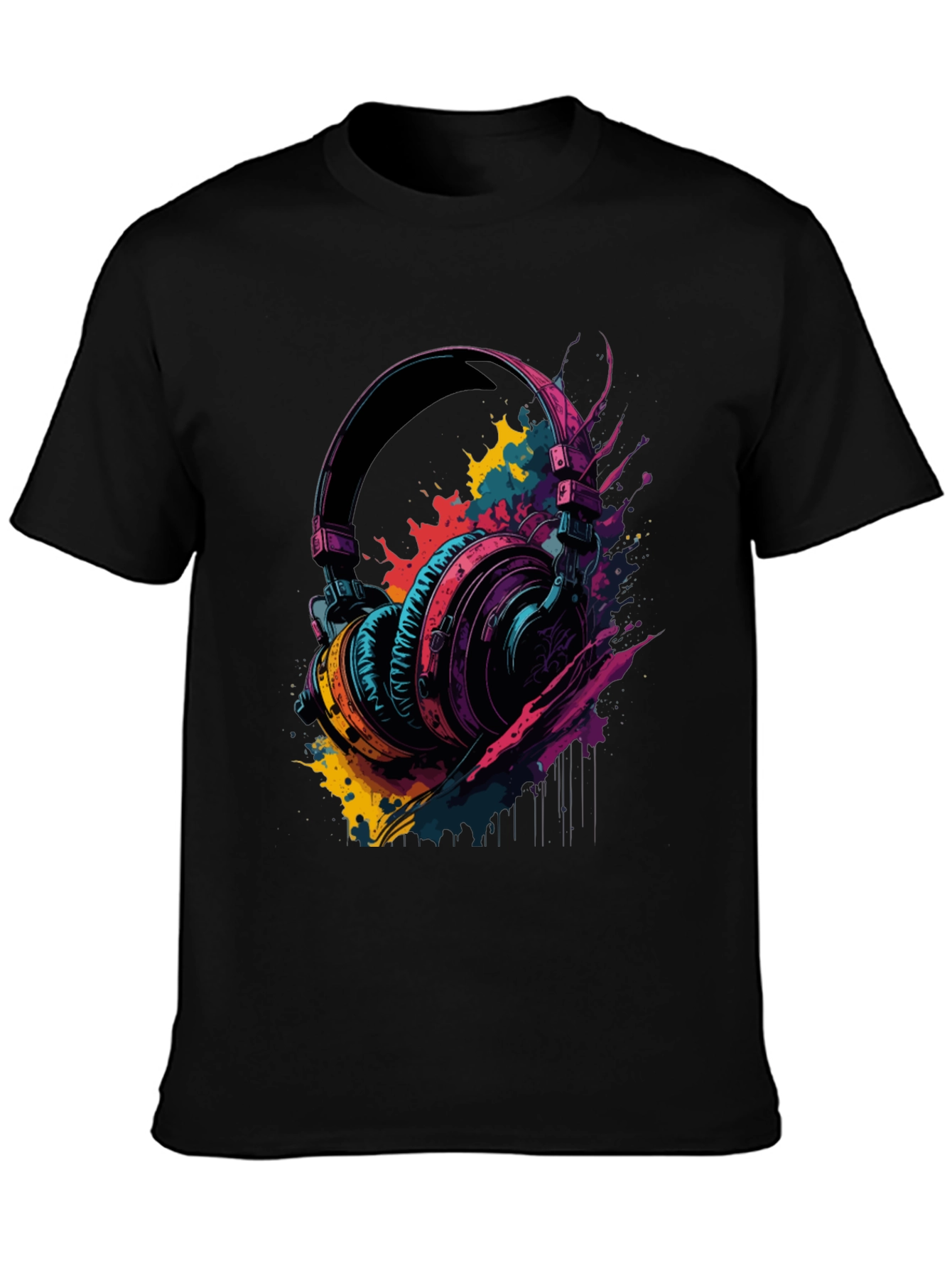 Vibrant Headphones Graphic Tee - Music Lovers T-Shirt