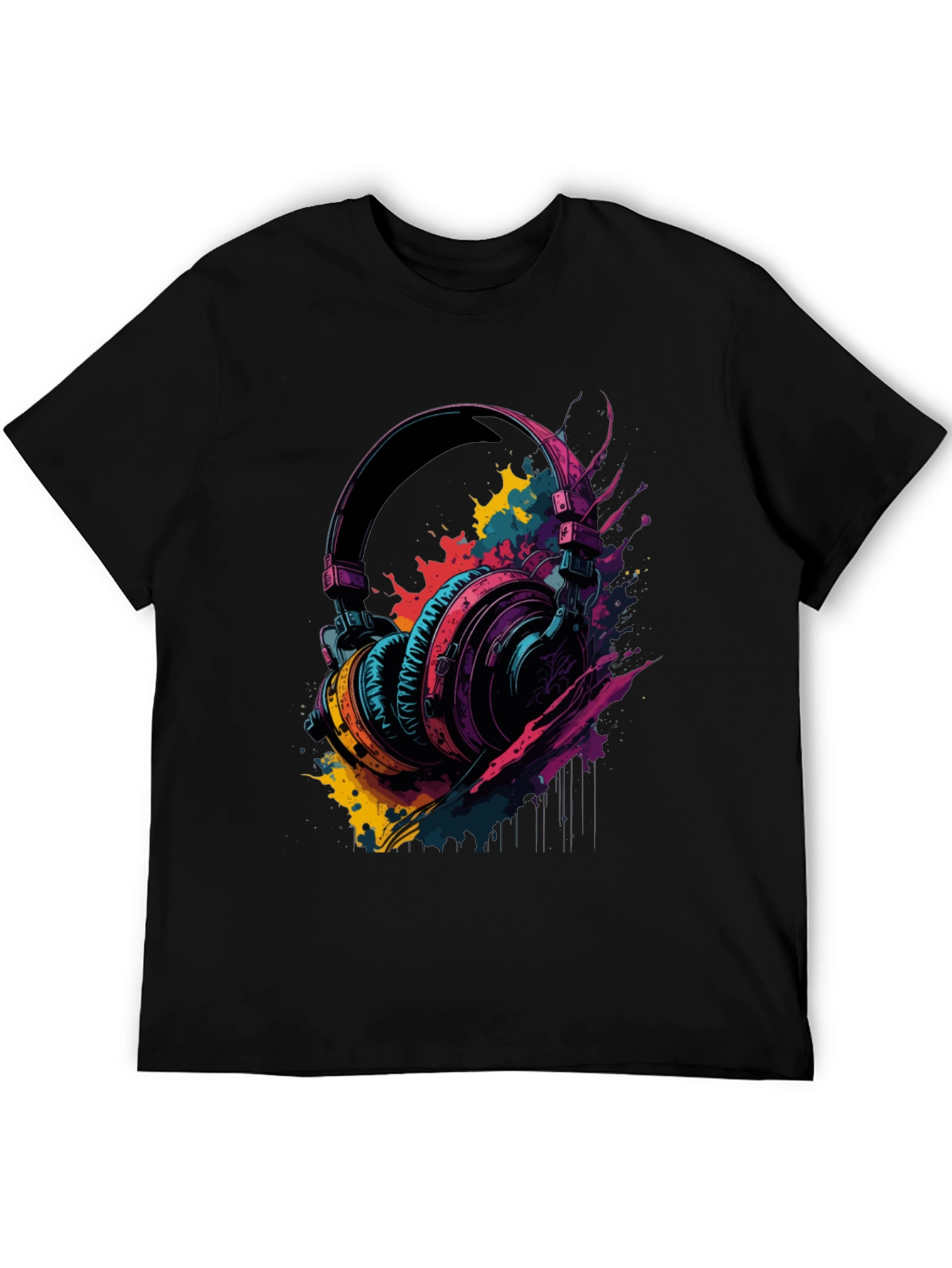 Vibrant Headphones Graphic Tee - Music Lovers T-Shirt