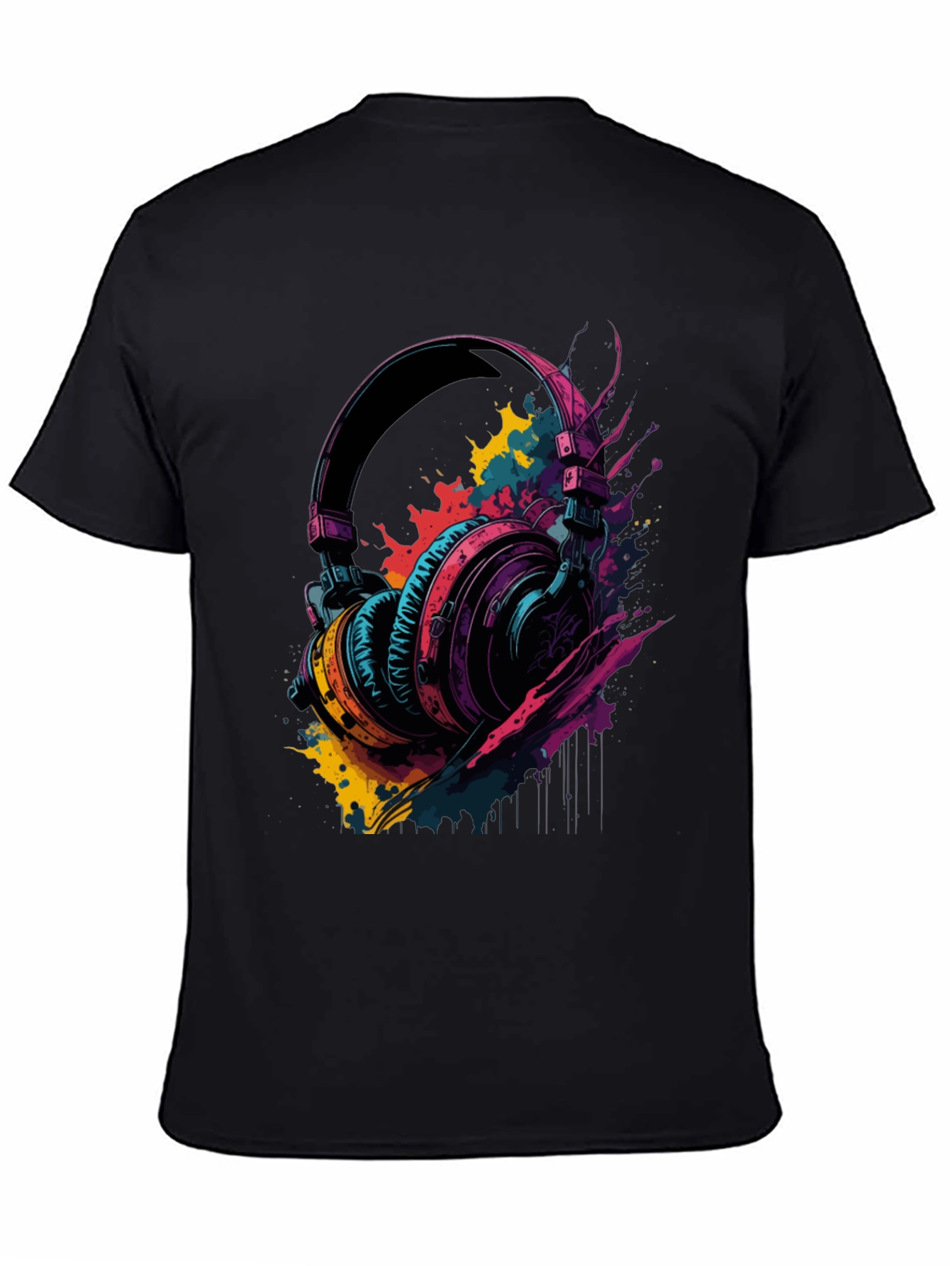 Vibrant Headphones Graphic Tee - Music Lovers T-Shirt