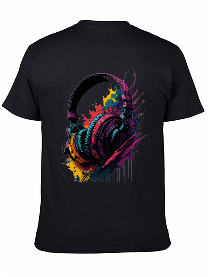 Vibrant Headphones Graphic Tee - Music Lovers T-Shirt