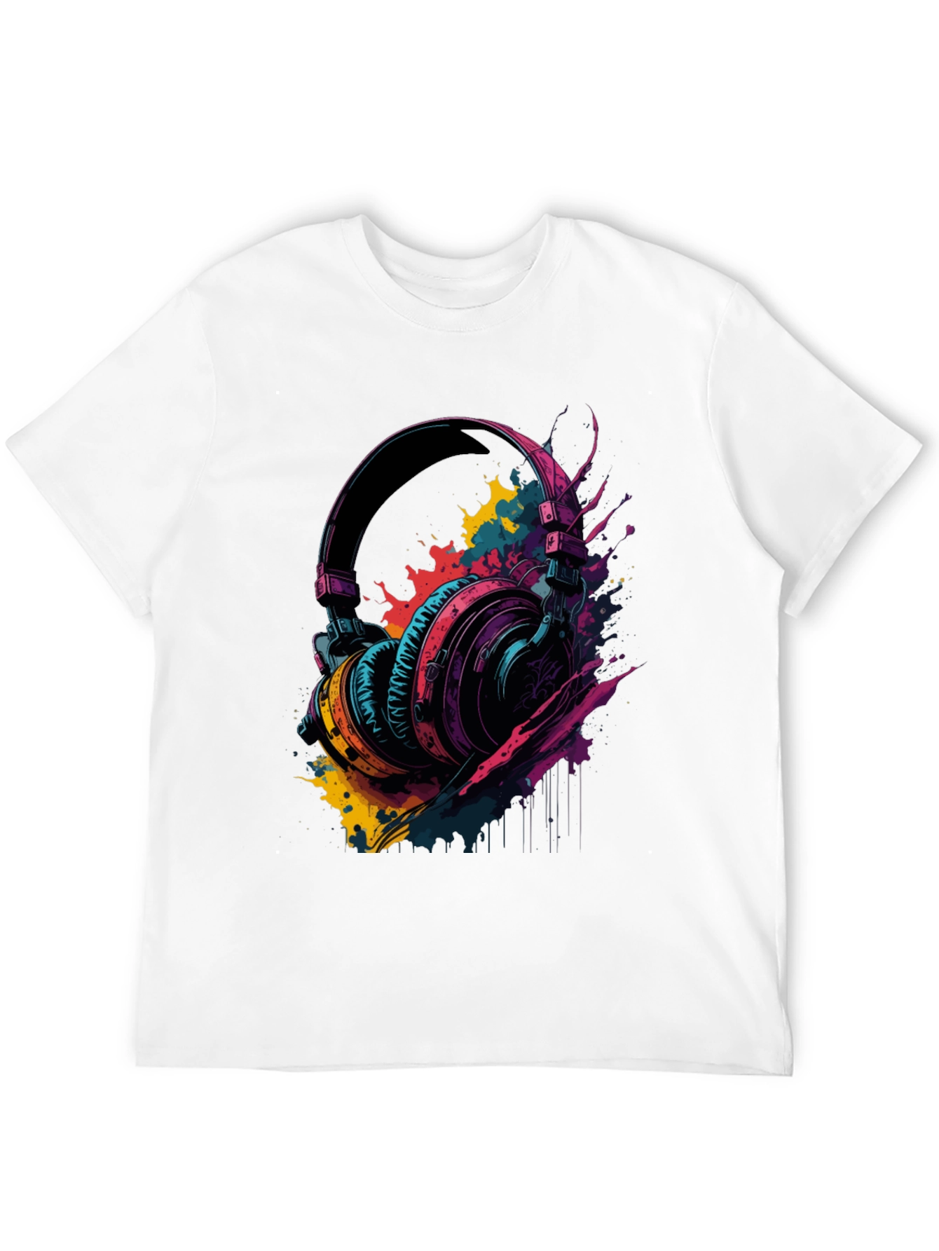 Vibrant Headphones Graphic Tee - Music Lovers T-Shirt
