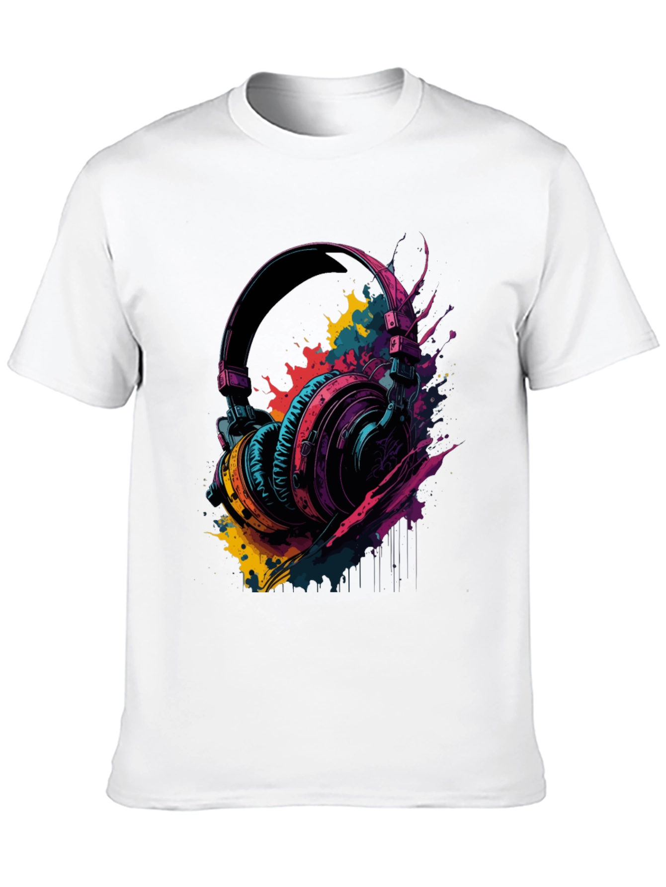 Vibrant Headphones Graphic Tee - Music Lovers T-Shirt