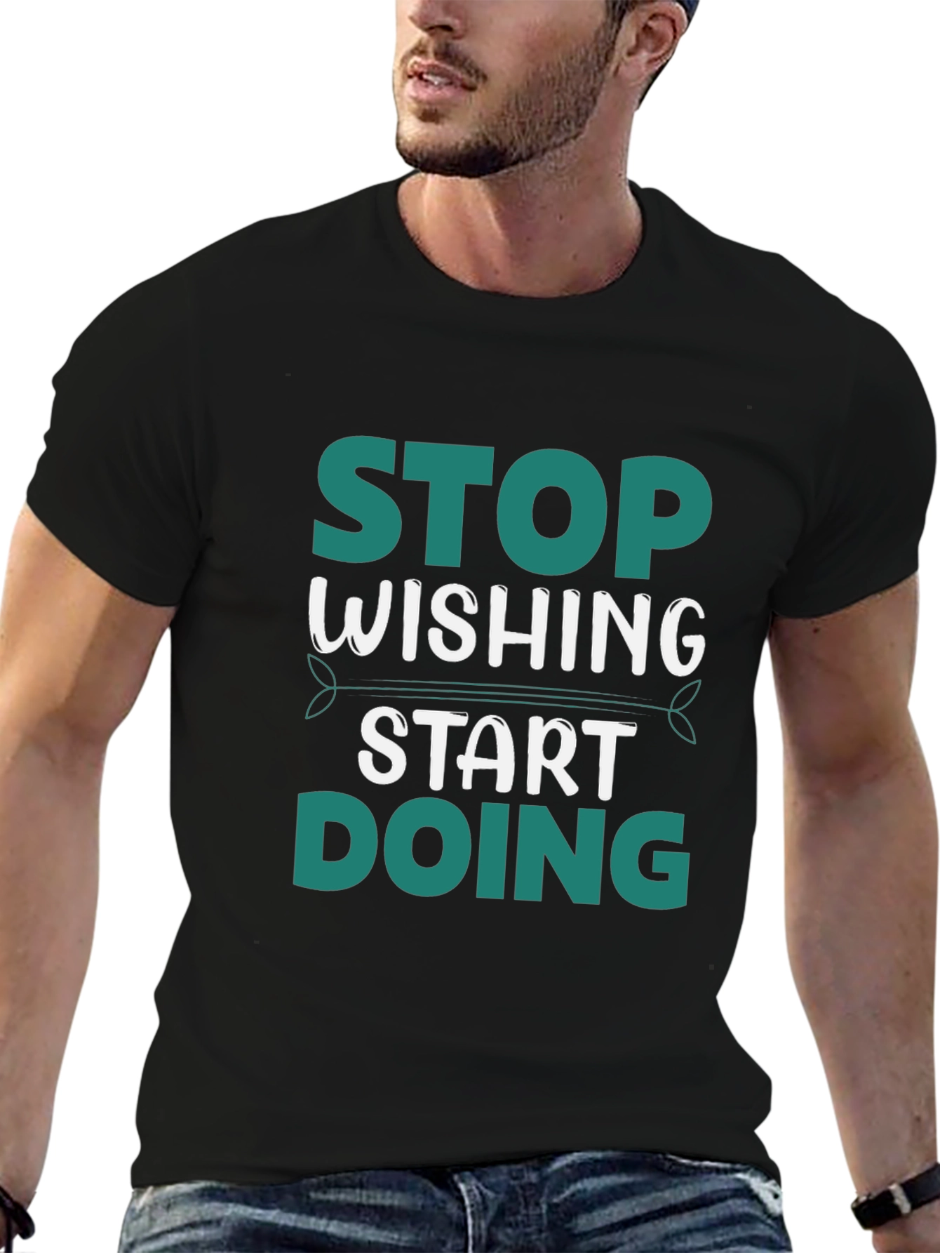 Stop Wishing Start Doing Graphic Tee - Black