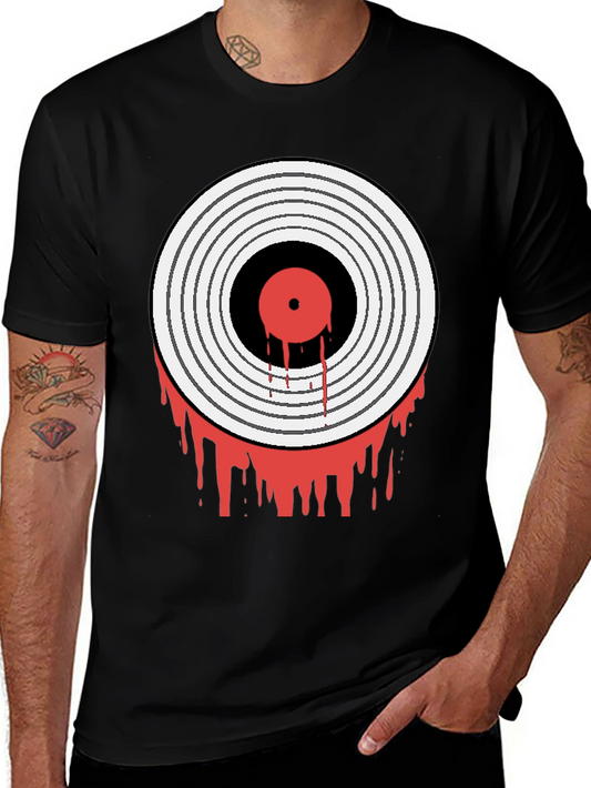 Bloody Vinyl Record Graphic Tee - Rock Music Shirt