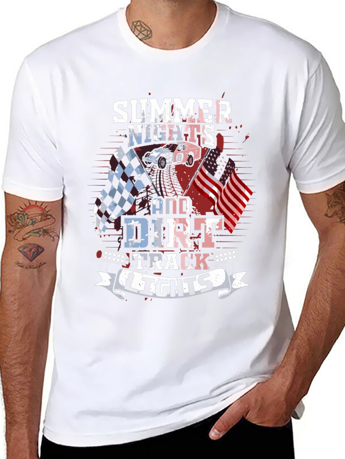 Summer Nights Dirt Track Racing Graphic Tee
