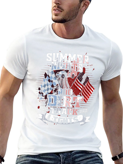 Summer Nights Dirt Track Racing Graphic Tee