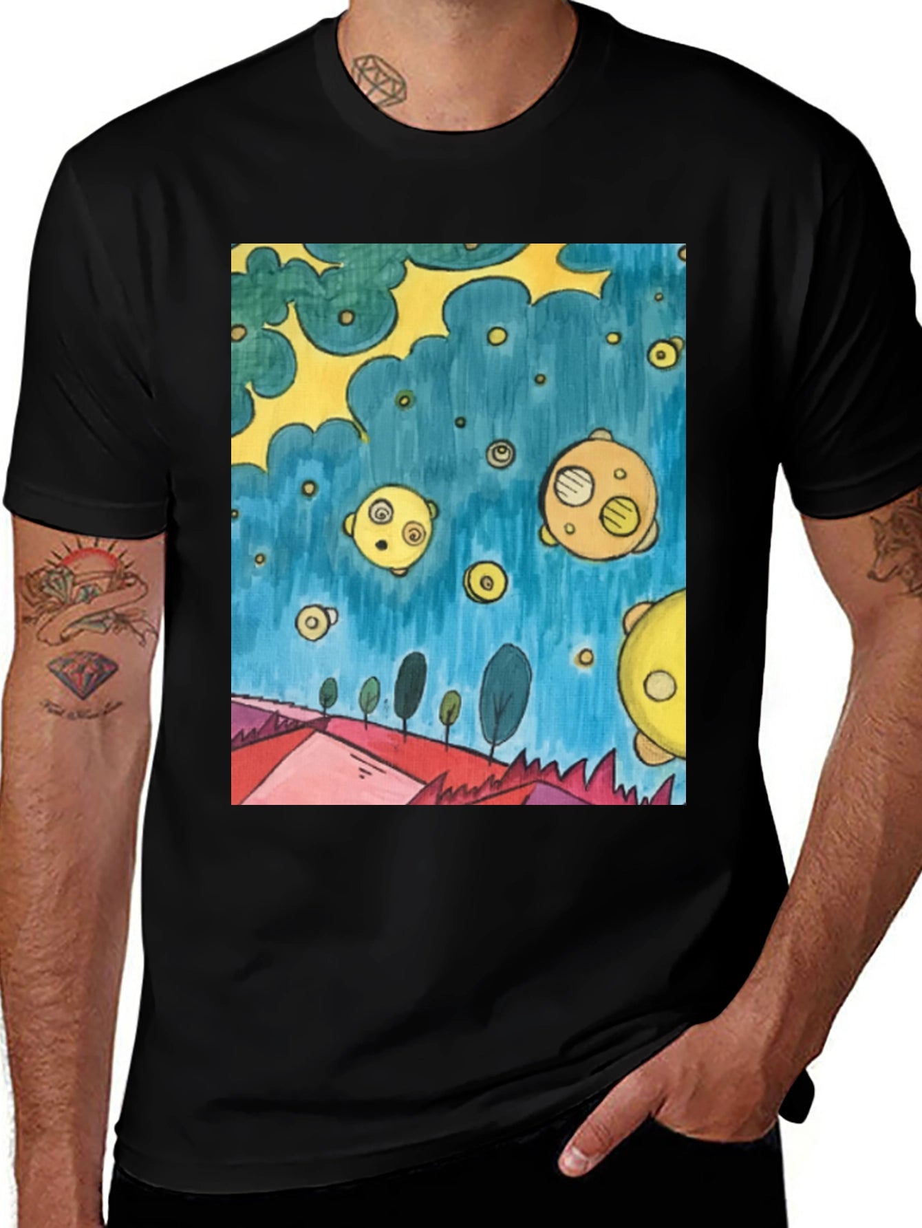 Surreal Landscape Tee - Artistic Graphic Print