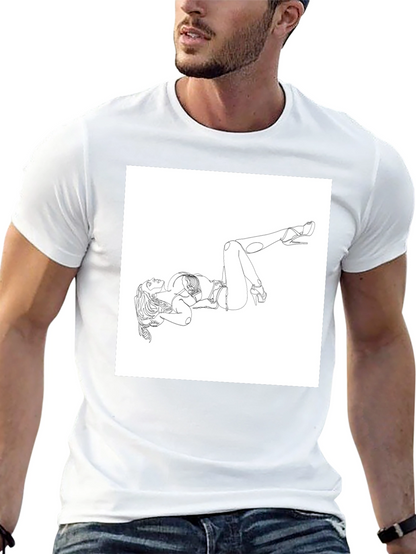 Line Art Graphic Tee - Modern Art Shirt
