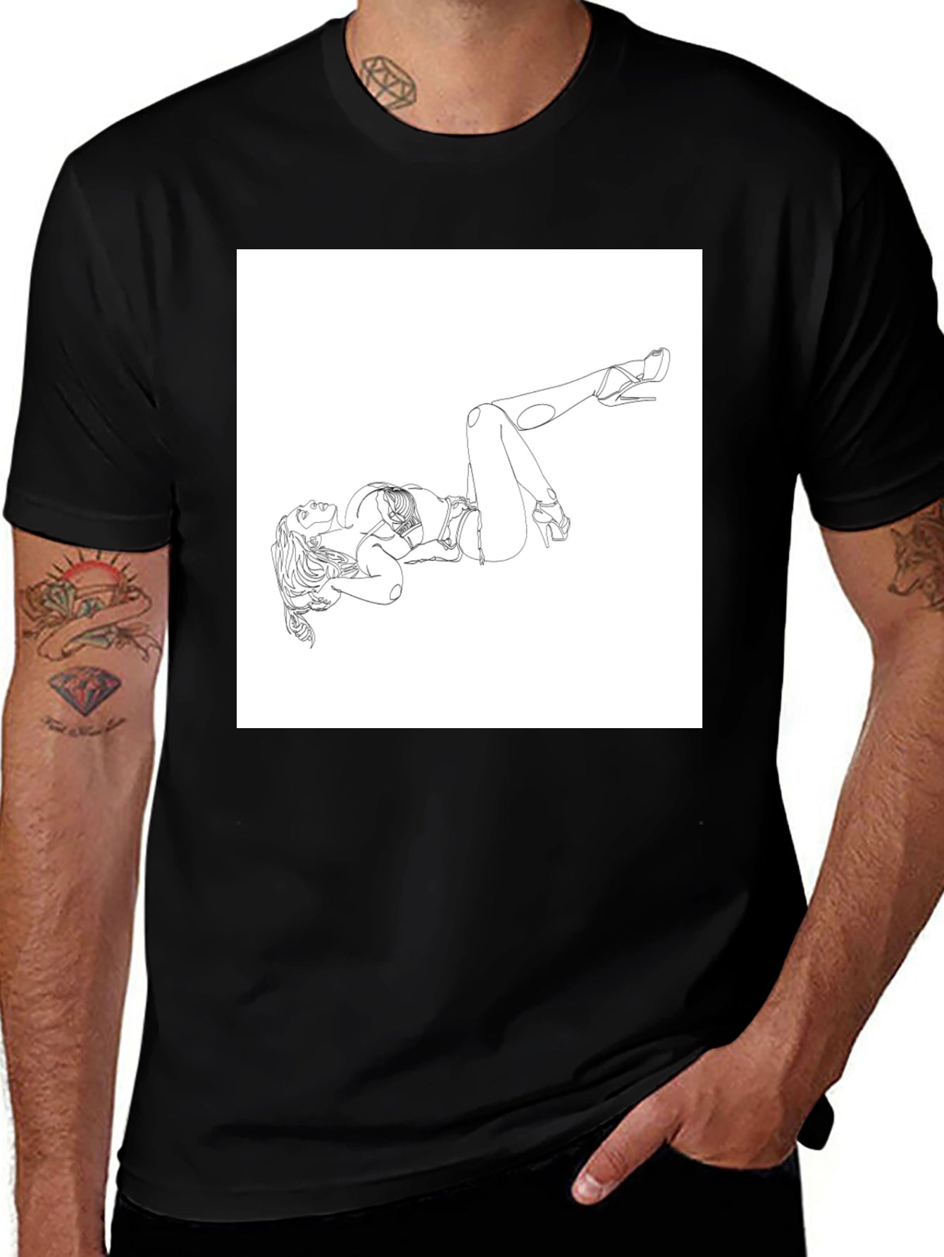 Line Art Graphic Tee - Modern Art Shirt