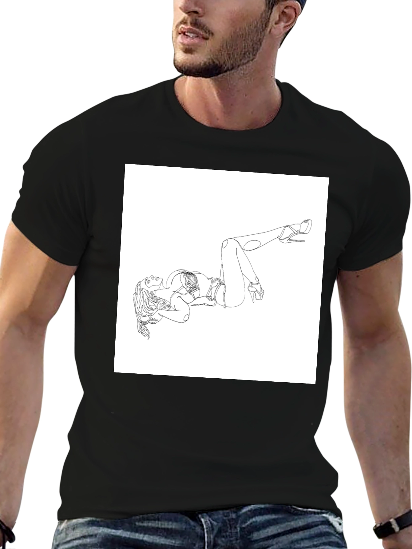 Line Art Graphic Tee - Modern Art Shirt