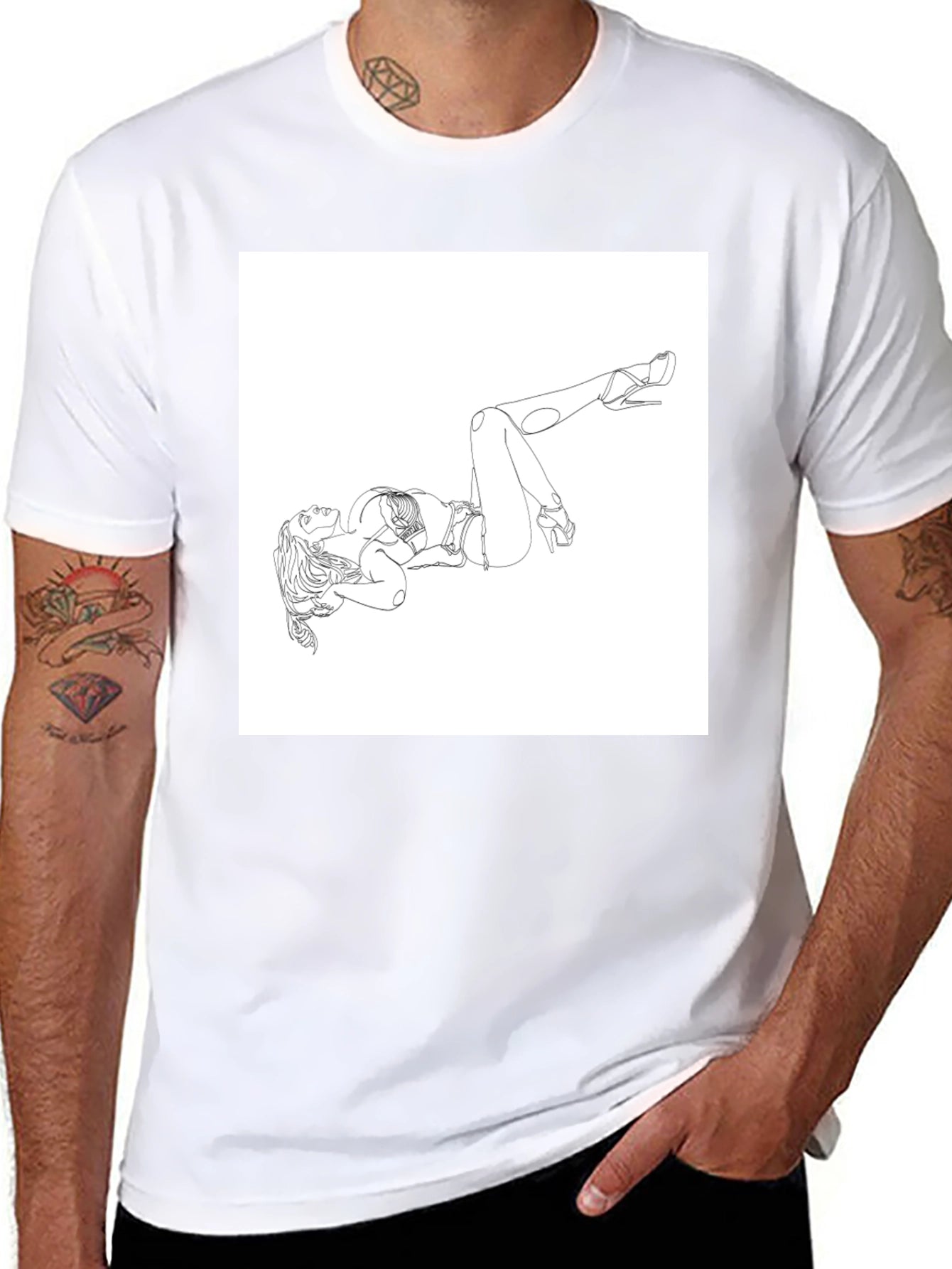 Line Art Graphic Tee - Modern Art Shirt