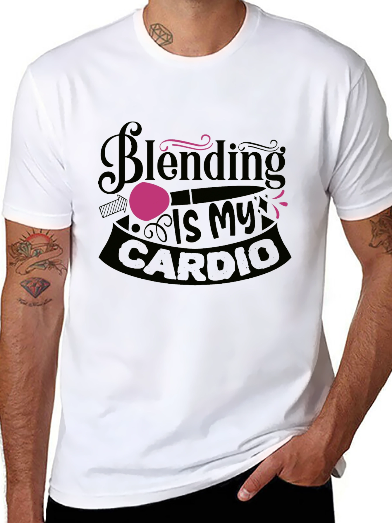 Blending Is My Cardio Black Graphic Tee