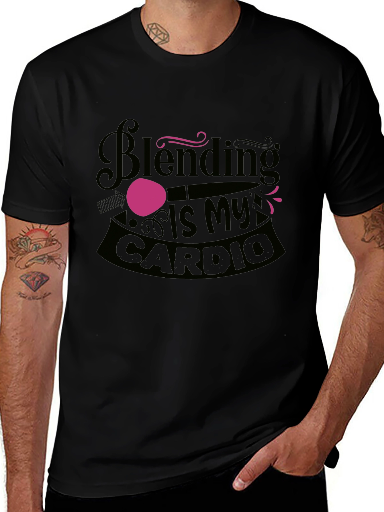Blending Is My Cardio Black Graphic Tee