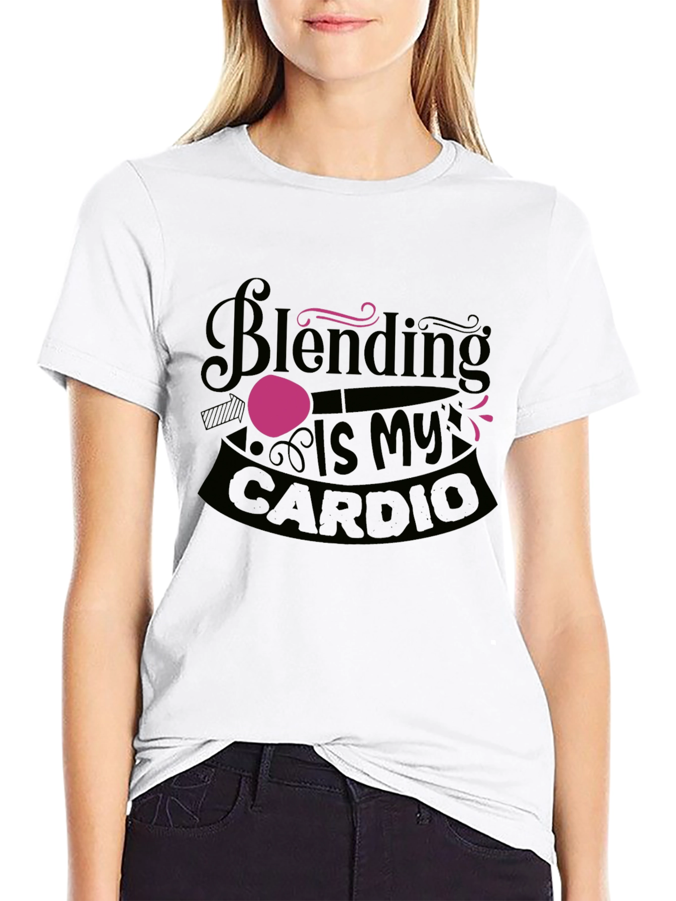 Blending Is My Cardio Black Graphic Tee