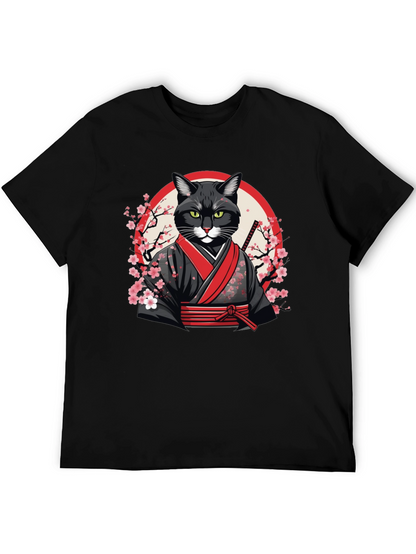Samurai Cat T-Shirt - Unique Graphic Tee