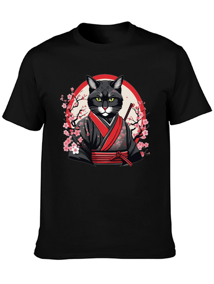 Samurai Cat T-Shirt - Unique Graphic Tee