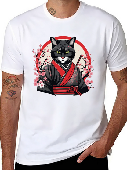 Samurai Cat T-Shirt - Unique Graphic Tee