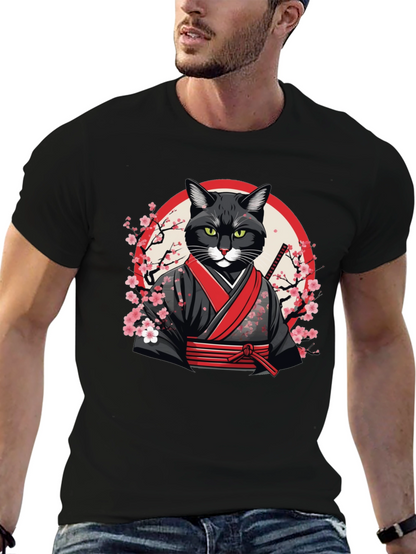 Samurai Cat T-Shirt - Unique Graphic Tee