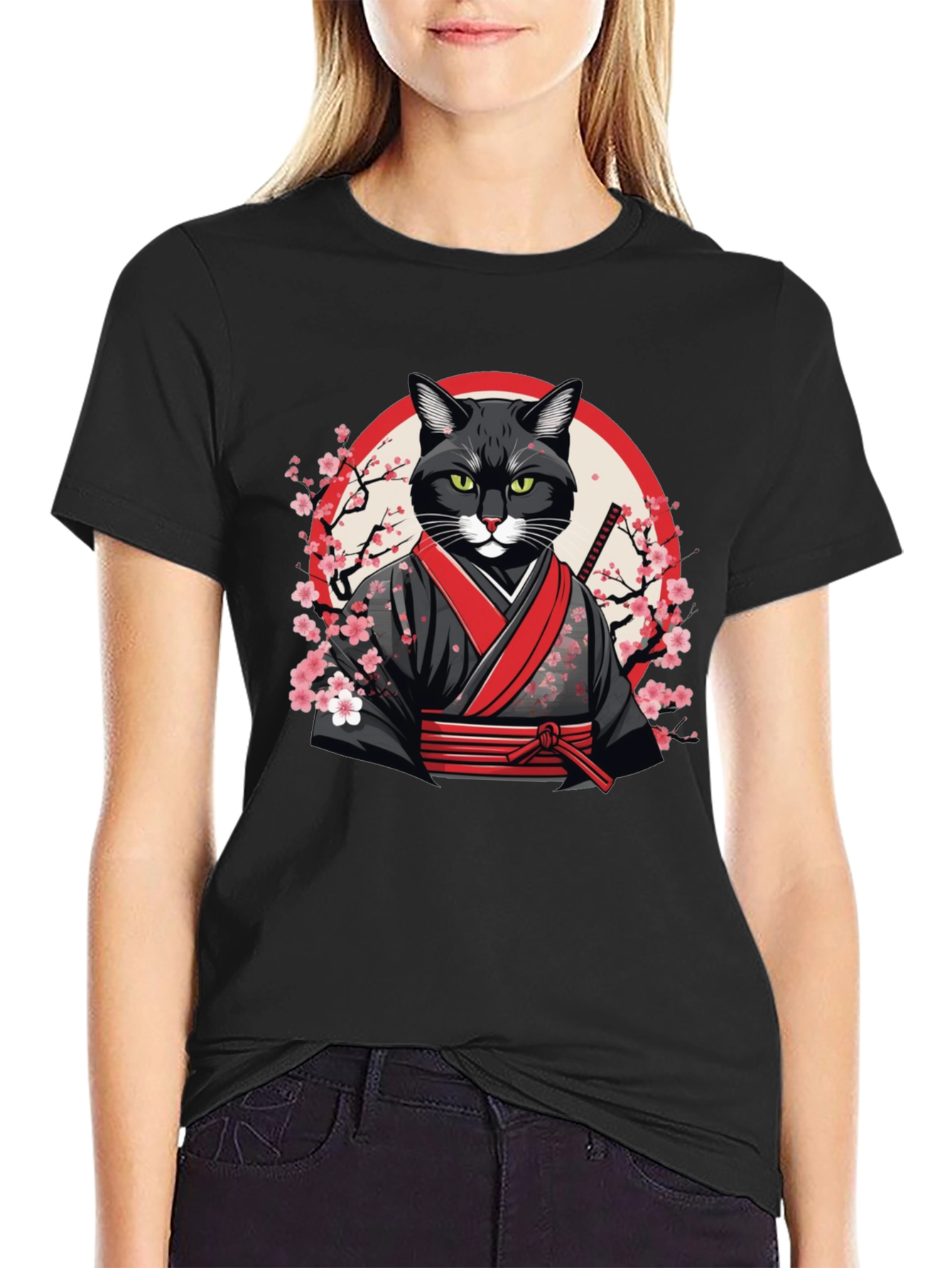 Samurai Cat T-Shirt - Unique Graphic Tee