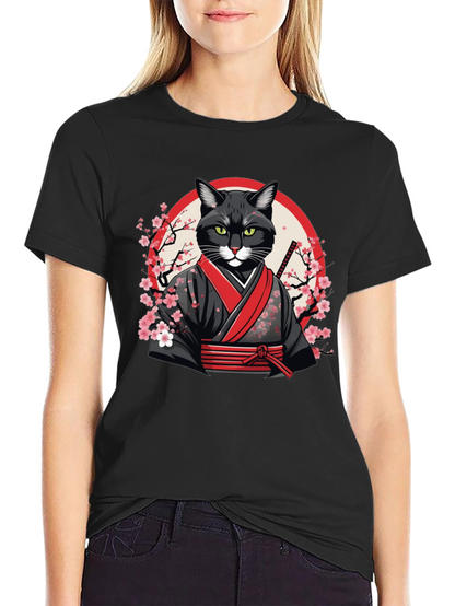 Samurai Cat T-Shirt - Unique Graphic Tee