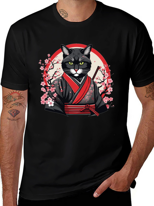 Samurai Cat T-Shirt - Unique Graphic Tee