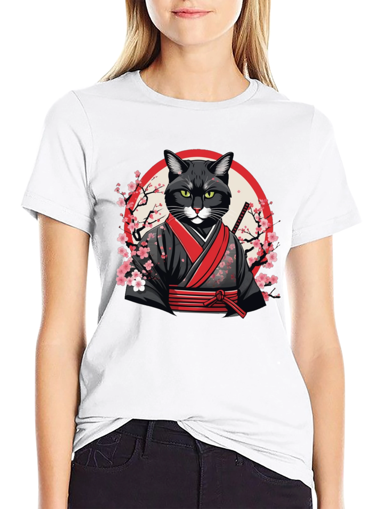 Samurai Cat T-Shirt - Unique Graphic Tee