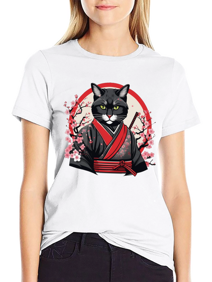 Samurai Cat T-Shirt - Unique Graphic Tee