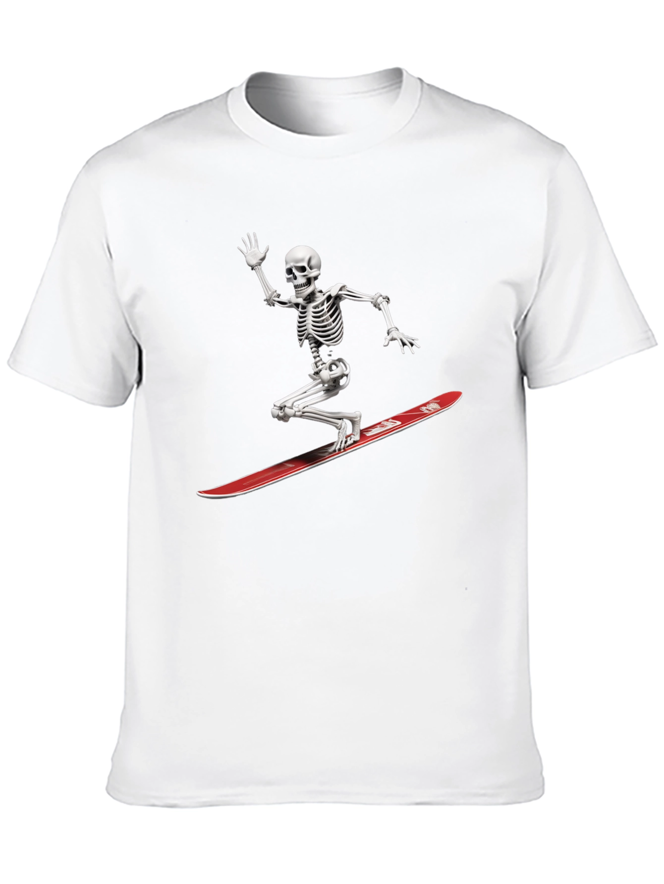 Skeleton Surfing Graphic Tee - Black Casual T-Shirt