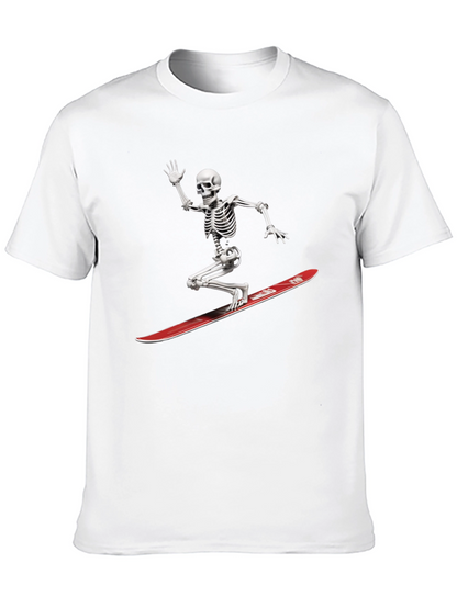 Skeleton Surfing Graphic Tee - Black Casual T-Shirt